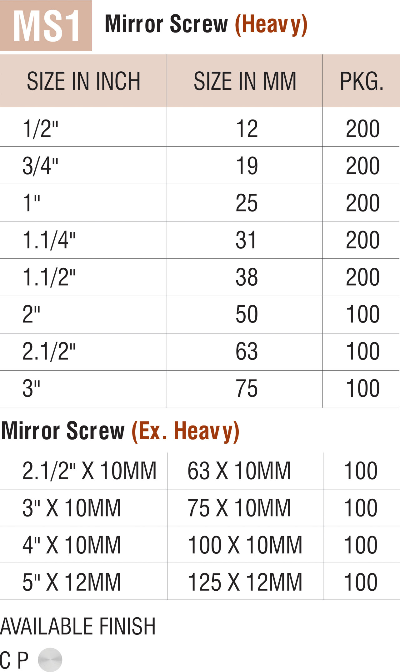 Brass Mirror Screw & Buttons