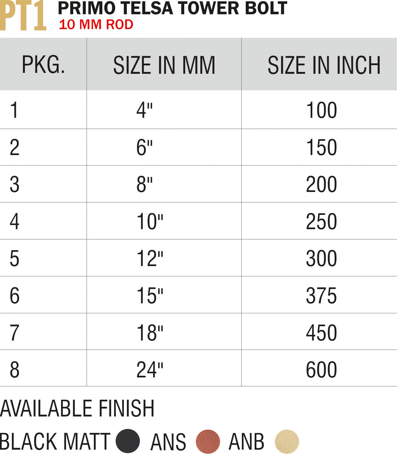 Exclusive Tower Bolts